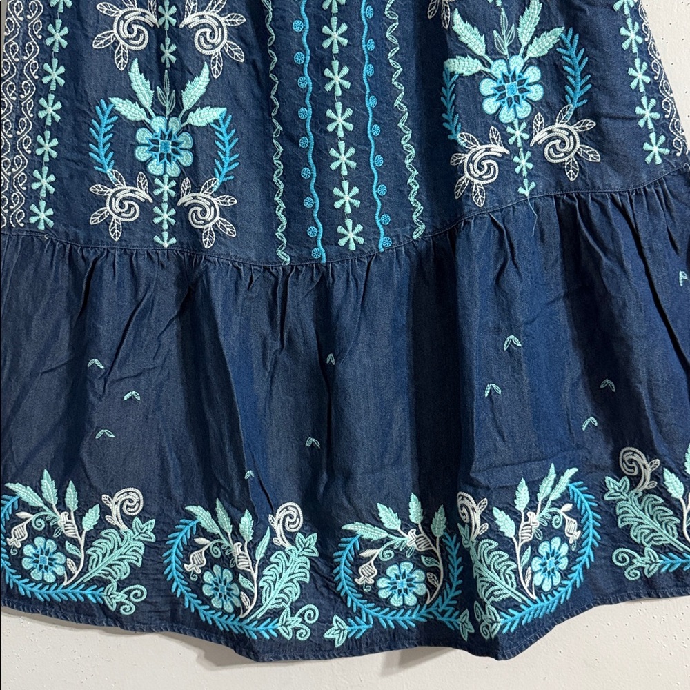 NWT Johnny Was Embroidered Blue Floral Maxi Skirt. Embellished w embroidered - Picture 4 of 11